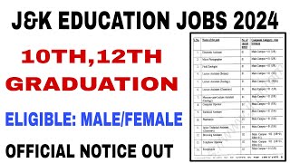 J&K New Jobs 2024 | J&K 10th, 12th Pass Jobs | J&K Job Scheme 2024 | J&K Teaching Jobs 2024 |