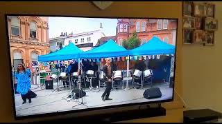 BBC News report on Suffolk Windrush Day celebration 2021 on The Cornhill Ipswich.