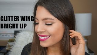 GLITTER WINGED LINER WITH BRIGHT BOLD LIP | MAKEUP TUTORIAL