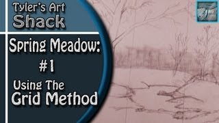 How to Draw a Spring Meadow Series Part 1 - Using a Grid Method to Start a Drawing