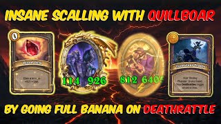 insane scalling quillboar by going full banana with deathrattle - hearthstone battlegrounds