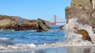 Ocean waves at San Francisco's Mile Rock Beach, Lands End (4K)