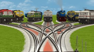 5+2 TRAIN RAIL CROSSING ON CURVE TREE BRANCH FORKED | RAILROAD TRACKS | Train videos | trains