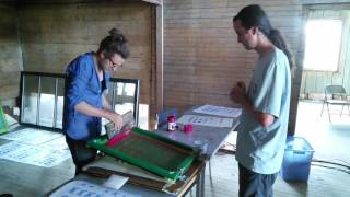 Screen printing at Dawson City Print & Publishing Symposium.