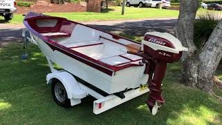 Vintage dinghy and 1957 18hp Johnson perfection.