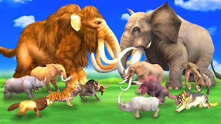 Woolly Mammoth Vs Elephant Fight Prehistoric Mammals VS Modern Mammals Animal Revolt Battle