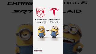 Dodge Charger Hellcat vs Tesla Model S Plaid minion style#tiktok #asmr #tesla #beast #fyp #funny