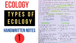 Ecology & Its types || Division of Ecology || Notes Part #1