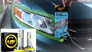 Headlight Restoration Kit and Auxito LED Bulb Upgrade! - Honda Crosstour