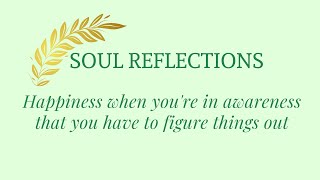 Soul Reflections: Happiness when you're in awareness that you have to figure things out