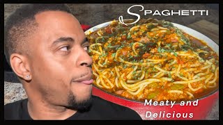 MEATY AND FLAVORFUL SPAGHETTI | A QUICK AND EASY TUTORIAL | FEEDS UP TO 10 PEOPLE