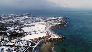 Snowy flight in Guernsey