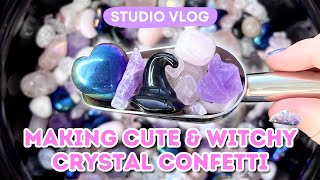 ♡ STUDIO VLOG ♡ Making cute & witchy crystal confetti scoops! // Small business day in the life