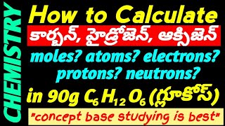 How To Calculate the Number of moles,Protons,Neutrons & Electrons in 90g of glucose | Class 11 & 12