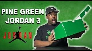 AIR JORDAN 3 PINE GREEN REVIEW | SO DOPE IN HAND!!!! 🔥 🔥 🔥