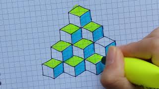 Easy to draw stacked congruent cubes