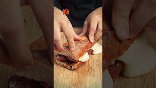 ASMR Cooking | Cheesy Pepperoni Sandwich 😍 #asmr #cooking #shorts