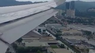 'View' semasa pesawat AirAsia mendarat di International Airport Penang | Plane landing inside view