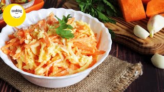 Salad with carrots and cheese. Fast, tasty, healthy