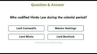 Who codified Hindu Law during the colonial period? || Judicial System of Modern India || #courts