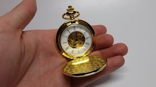 AWStech Luxury Retro Steampunk Skeleton Hand Wind Mechanical Pocket Watch