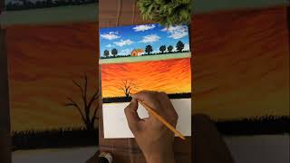 Sunset Painting with Acrylic Colours #shorts