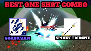 『Best One Shot Combo God Human + Spikey Trident』Combo And Bounty Hunting | Blox fruits