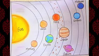 Solar system easy drawing☀️How to draw Solar System🌟Solar system planets drawing☀️solar system chart