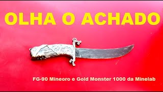 Espada antiga encontrada com FG-90 Mineoro e GoldMonster1000 da Minelab em cerca de pedra