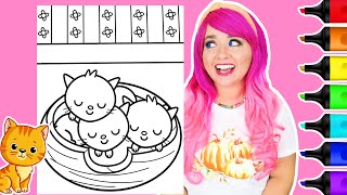 Coloring Cozy Sleeping Kittens Coloring Page | Ohuhu Art Markers