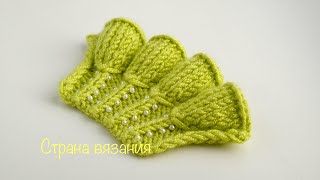 Узоры спицами. Рюши «Колокольчики» - 2. (сверху вниз). Knitting patterns. Ruches "Bells" - 2.