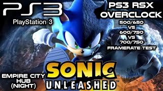 PS3 RSX OVERCLOCK | Stock VS 600/750 VS 700/750 | Sonic Unleashed | Framerate test