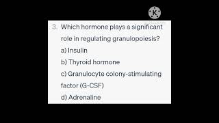 #Granulopoiesis  #MCQ  #Hematology