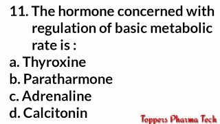 Human Anatomy and Physiology - 2 | Multiple Choice Questions | Pharmacist Exam Questions Paper