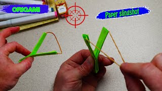 😀How To Make a Simple Strong Paper Slingshot  | Paper Ninja Weapons