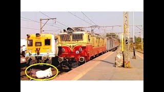 DANGEROUS ENCOUNTER : Silly Man Risking his Life In Front of Fast Moving Train !!!