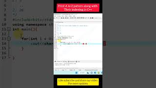 C++ pattern print | ATo Z pattern | #pattern #C++ #trending