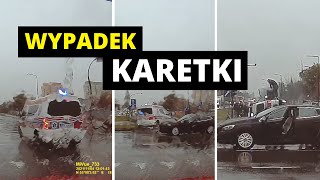 Wypadek karetki w deszczu. Świadkowie ruszyli na pomoc!