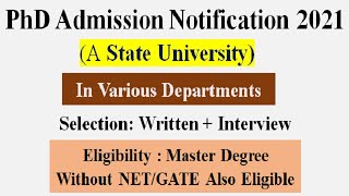 Latest PhD Admission 2021 in State University | Dibrugarh University PhD Admission 2021