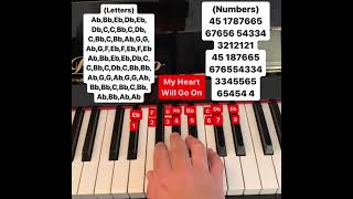 My Heart Will Go On piano tutorial (letters and numbers)