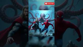 Spiderman and Thor fights Monster Octopus😱💥🐙 #marvel #trending #shorts