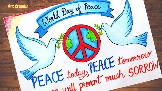 World Peace day poster/ Peace day slogan/International day of peace drawing for beginners | 21 Sept