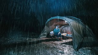 CAMPING in the RAIN [ heavy rain camping asmr, relaxing shelter, Relaxing Sound, cozy ]