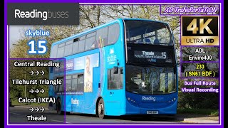 [Reading buses] skyblue 15 ~ Central Reading ➝ Theale, The Green (via IKEA)【4K UW】