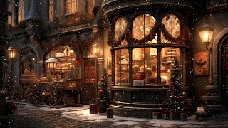 Victorian Christmas Market at Coffee Shop Ambience - Jazz Relaxing Music & Snowy Streets