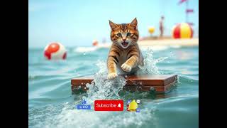 The cat is on the plane, at sea, and at home, the adventurous cat.