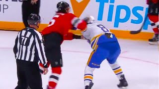 Brenden Dillon Alex Tuch Fight for JJ Peterka Hit | Devils vs Sabres 2024 NHL Highlights