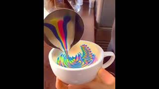 SWAN RAINBOW MILK LATTE ART #shorts