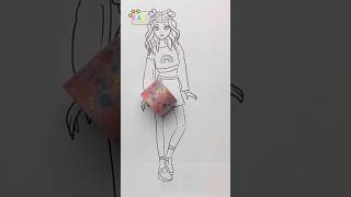 Cute Girl Outfit Designing with Washi Tape #16 👗👗 #shorts #kaddiartandcraft #washitape #art #diy