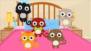 Five Little Kittens Jumping on the bed | Nursery Rhymes and Kids Songs